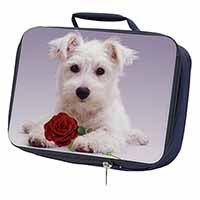 West Highland Terrier with Rose Navy Insulated School Lunch Box/Picnic Bag