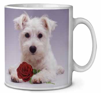 West Highland Terrier with Rose Ceramic 10oz Coffee Mug/Tea Cup