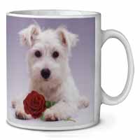 West Highland Terrier with Rose Ceramic 10oz Coffee Mug/Tea Cup