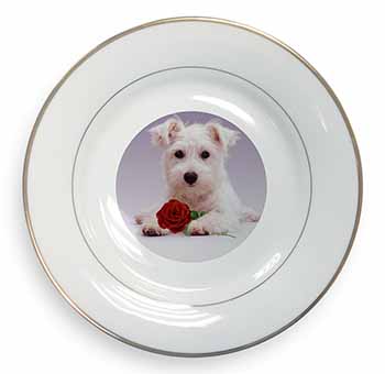 West Highland Terrier with Rose Gold Rim Plate Printed Full Colour in Gift Box