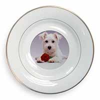 West Highland Terrier with Rose Gold Rim Plate Printed Full Colour in Gift Box