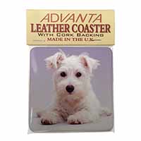 West Highland Terrier Dog Single Leather Photo Coaster