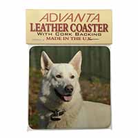 White German Shepherd Single Leather Photo Coaster