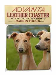 Whippet Dogs Single Leather Photo Coaster