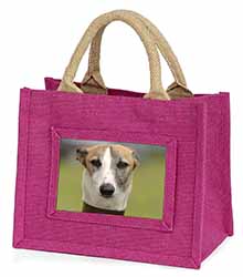 Whippet Dog Little Girls Small Pink Jute Shopping Bag