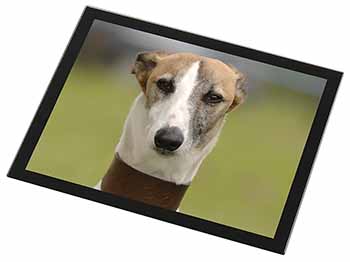 Whippet Dog Black Rim High Quality Glass Placemat