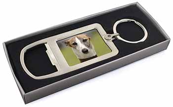 Whippet Dog Chrome Metal Bottle Opener Keyring in Box
