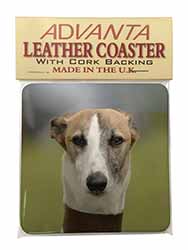 Whippet Dog Single Leather Photo Coaster