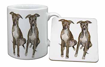 Whippet Dogs Mug and Coaster Set