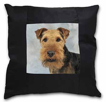 Welsh Terrier Dog Black Satin Feel Scatter Cushion