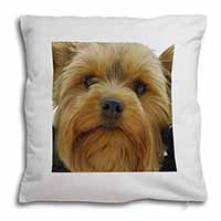 Yorkshire Terrier Dog Soft White Velvet Feel Scatter Cushion