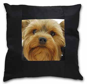 Yorkshire Terrier Dog Black Satin Feel Scatter Cushion