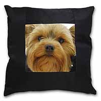 Yorkshire Terrier Dog Black Satin Feel Scatter Cushion