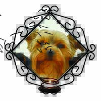 Yorkshire Terrier Dog Wrought Iron Wall Art Candle Holder
