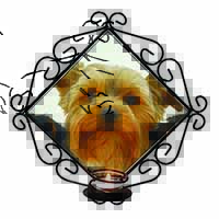 Yorkshire Terrier Dog Wrought Iron Wall Art Candle Holder