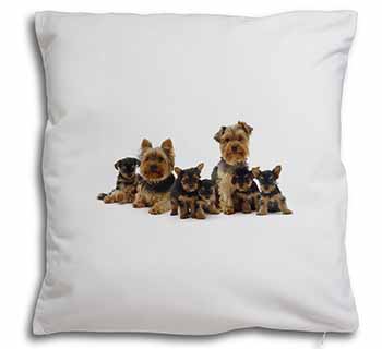 Yorkshire Terrier Dogs Soft White Velvet Feel Scatter Cushion