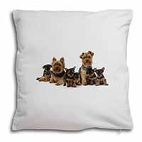 Yorkshire Terrier Dogs Soft White Velvet Feel Scatter Cushion