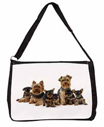 Yorkshire Terrier Dogs Large Black Laptop Shoulder Bag School/College