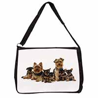 Yorkshire Terrier Dogs Large Black Laptop Shoulder Bag School/College