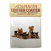 Yorkshire Terrier Dogs Single Leather Photo Coaster