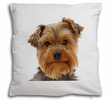Cute Yorkshire Terrier Dog Soft White Velvet Feel Scatter Cushion