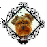 Cute Yorkshire Terrier Dog Wrought Iron Wall Art Candle Holder