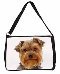 Cute Yorkshire Terrier Dog Large Black Laptop Shoulder Bag School/College