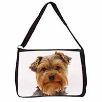 Cute Yorkshire Terrier Dog Large Black Laptop Shoulder Bag School/College