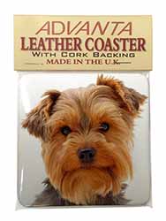 Cute Yorkshire Terrier Dog Single Leather Photo Coaster