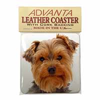 Cute Yorkshire Terrier Dog Single Leather Photo Coaster