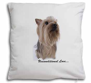 Yorkshire Terrier Dog-with Love Soft White Velvet Feel Scatter Cushion
