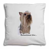 Yorkshire Terrier Dog-with Love Soft White Velvet Feel Scatter Cushion