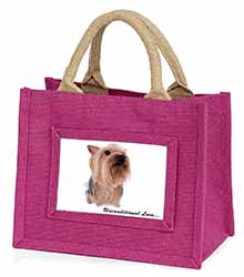Yorkshire Terrier Dog-with Love Little Girls Small Pink Jute Shopping Bag