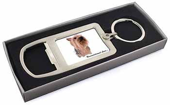 Yorkshire Terrier Dog-with Love Chrome Metal Bottle Opener Keyring in Box