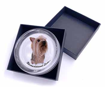 Yorkshire Terrier Dog-with Love Glass Paperweight in Gift Box