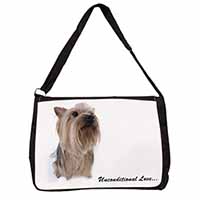 Yorkshire Terrier Dog-with Love Large Black Laptop Shoulder Bag School/College