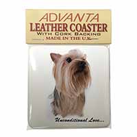 Yorkshire Terrier Dog-with Love Single Leather Photo Coaster