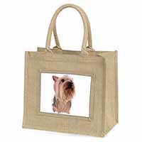 Yorkshire Terrier Natural/Beige Jute Large Shopping Bag