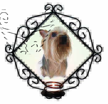 Yorkshire Terrier Wrought Iron Wall Art Candle Holder