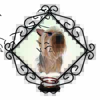 Yorkshire Terrier Wrought Iron Wall Art Candle Holder