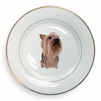 Yorkshire Terrier Gold Rim Plate Printed Full Colour in Gift Box