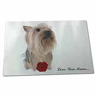 Large Glass Cutting Chopping Board Yorkie+Rose 