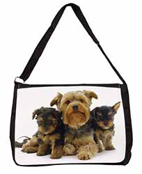 Yorkshire Terrier Dogs Large Black Laptop Shoulder Bag School/College