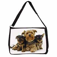 Yorkshire Terrier Dogs Large Black Laptop Shoulder Bag School/College