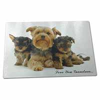 Large Glass Cutting Chopping Board Yorkshire Terriers 