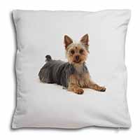 Yorkshire Terrier Dog Soft White Velvet Feel Scatter Cushion