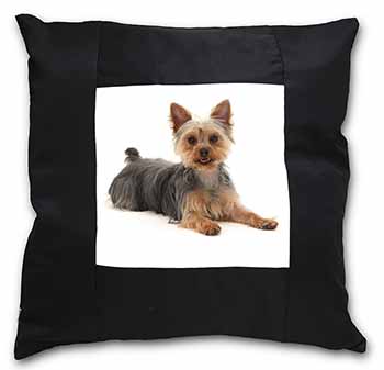 Yorkshire Terrier Dog Black Satin Feel Scatter Cushion