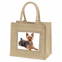 Yorkshire Terrier Dog Natural/Beige Jute Large Shopping Bag