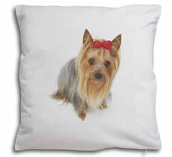 Yorkshire Terrier Dog Soft White Velvet Feel Scatter Cushion