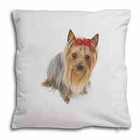 Yorkshire Terrier Dog Soft White Velvet Feel Scatter Cushion